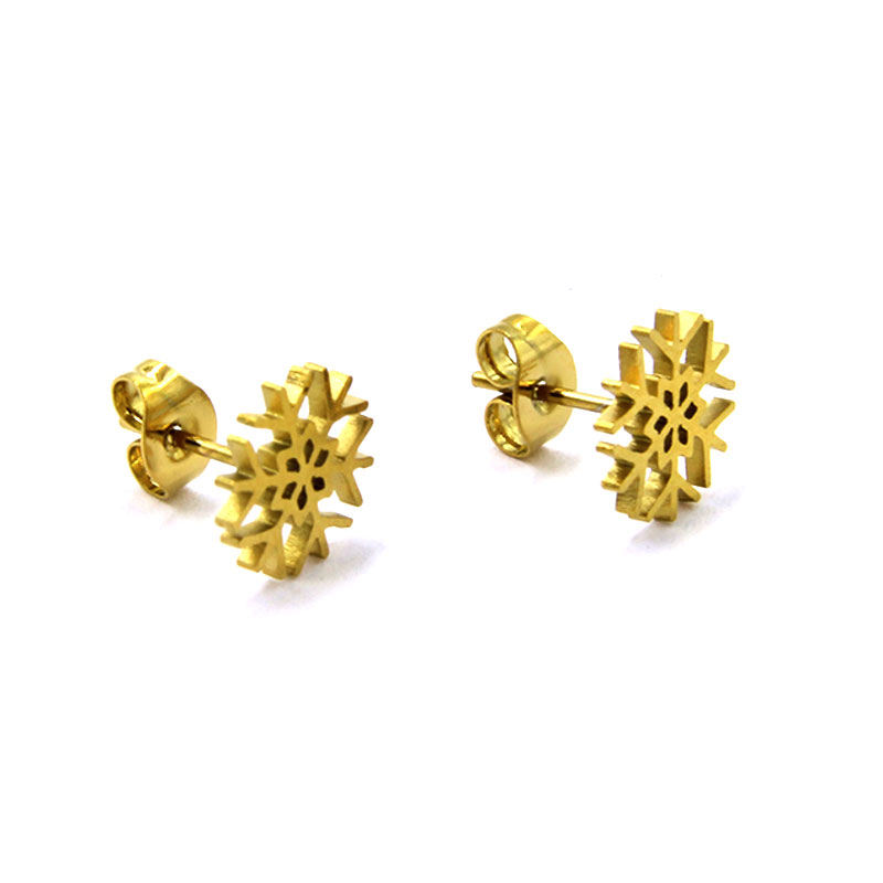 Set Joyeria Acero Inoxidable Dorado Copo Copito Nieve 3