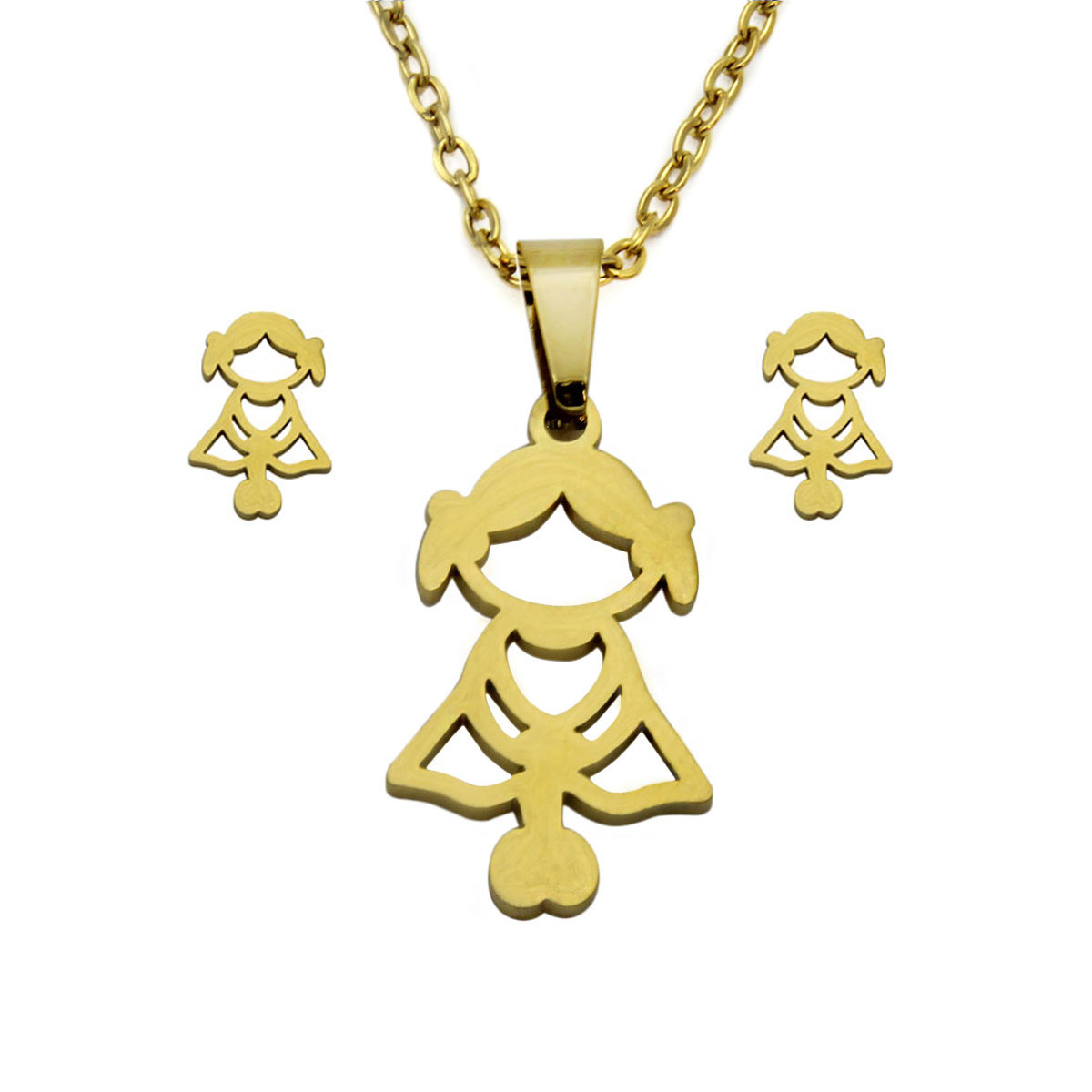 Set Joyeria Acero Inoxidable Dorado Hija Nina Famiia