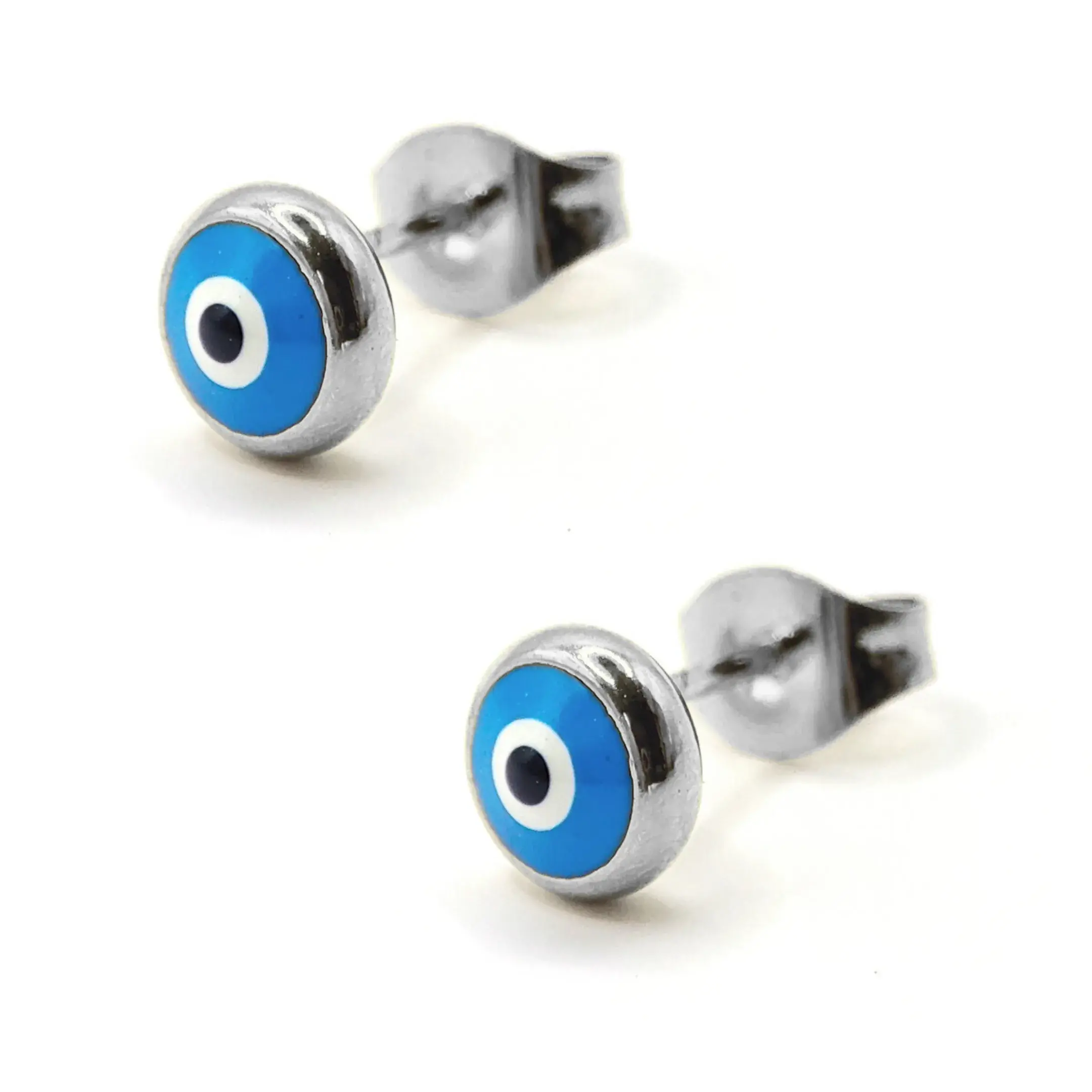 Set Joyeria Acero Inoxidable Dorado Ojo Turco Azul 1