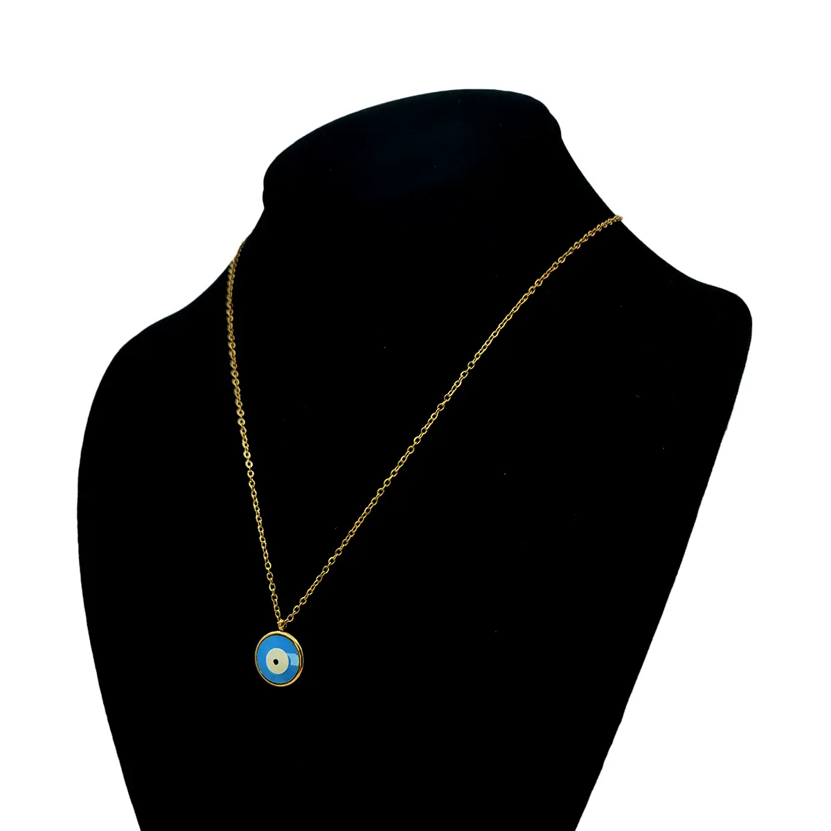 Set Joyeria Acero Inoxidable Dorado Ojo Turco Azul 5