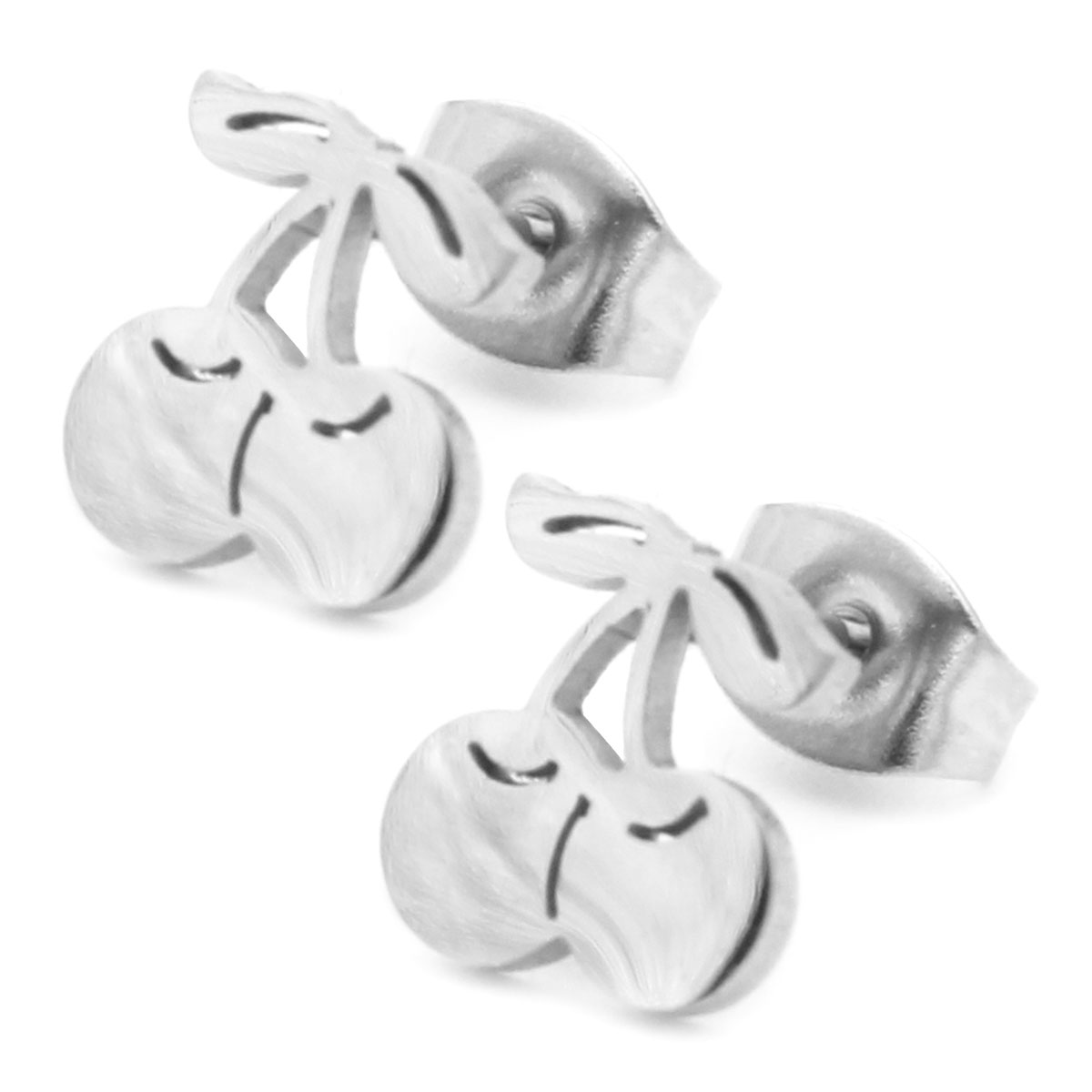 Set Joyeria Acero Inoxidable Plateado Fruta Cereza 2