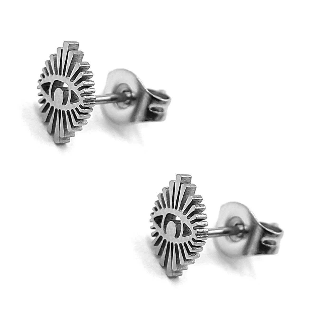 Set Joyeria Acero Inoxidable Plateado Ojo Protector Luz 2