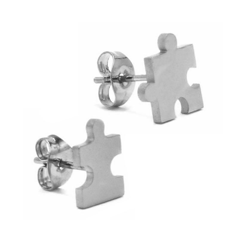 Set Joyeria Acero Inoxidable Plateado Rompecabezas Puzzle 3