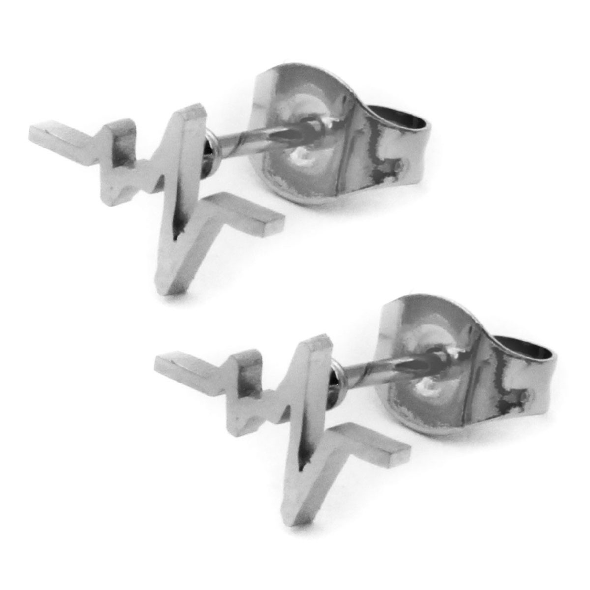 Set Joyeria Acero Plateado Electrocardiograma Corazon 2