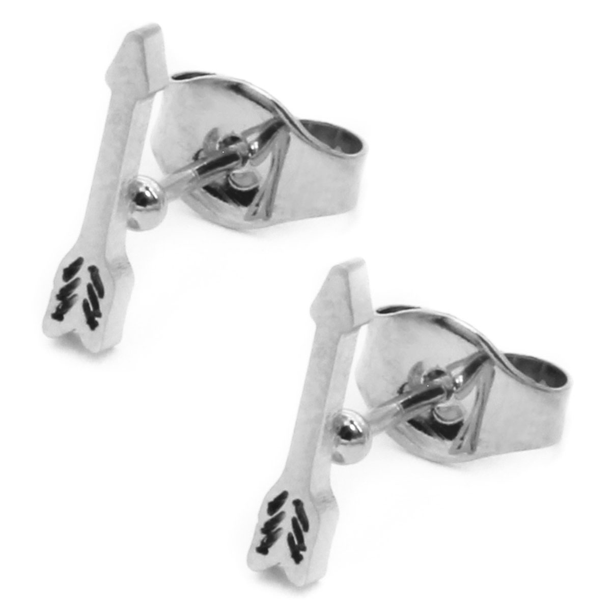 Set Joyeria Acero Plateado Flecha Sencilla Direccion 2
