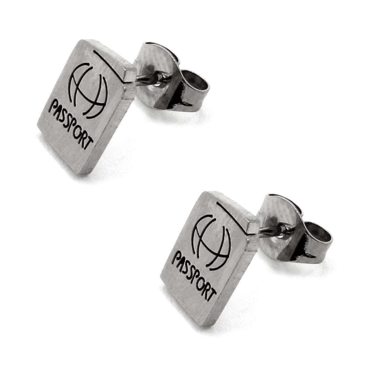 Set Joyeria Acero Plateado Pasaporte Grabado 2