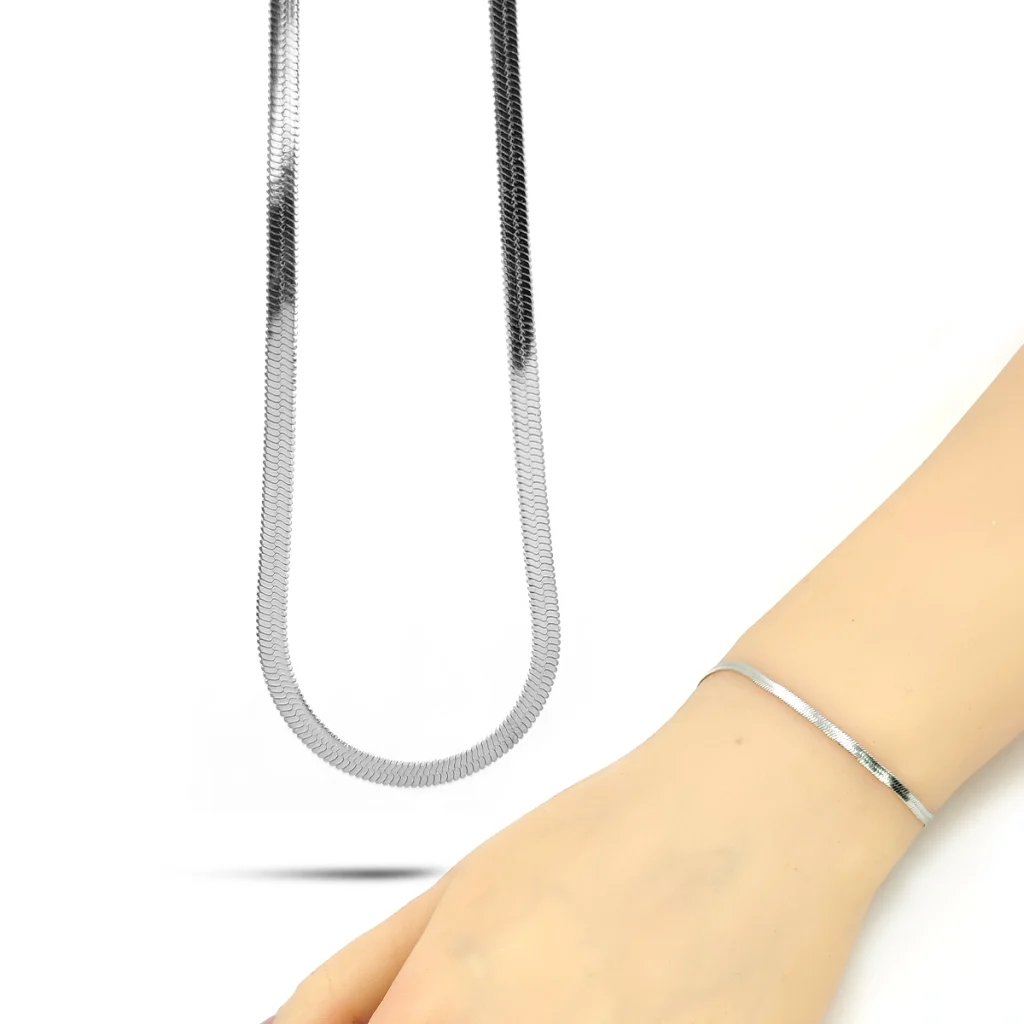 Set Joyeria Acero Plateado Planchada Panza de Vibora copia