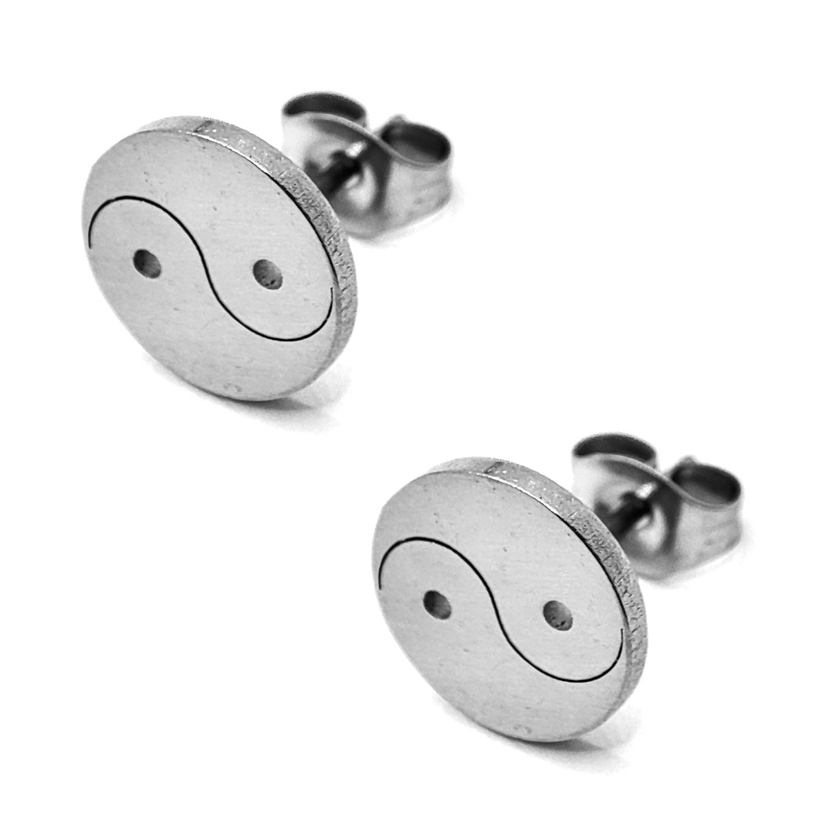 Set Joyeria Acero Plateado Yin Yang Collar De Pareja Amor 2