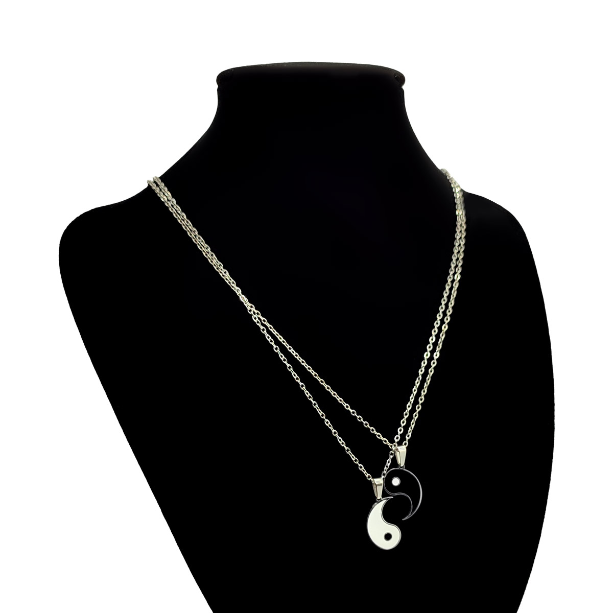 Set Joyería Acero Plateado Yin Yang Collar De Pareja Amor 5 Set Joyería Acero Plateado Yin Yang Collar De Pareja Amor - Image 3