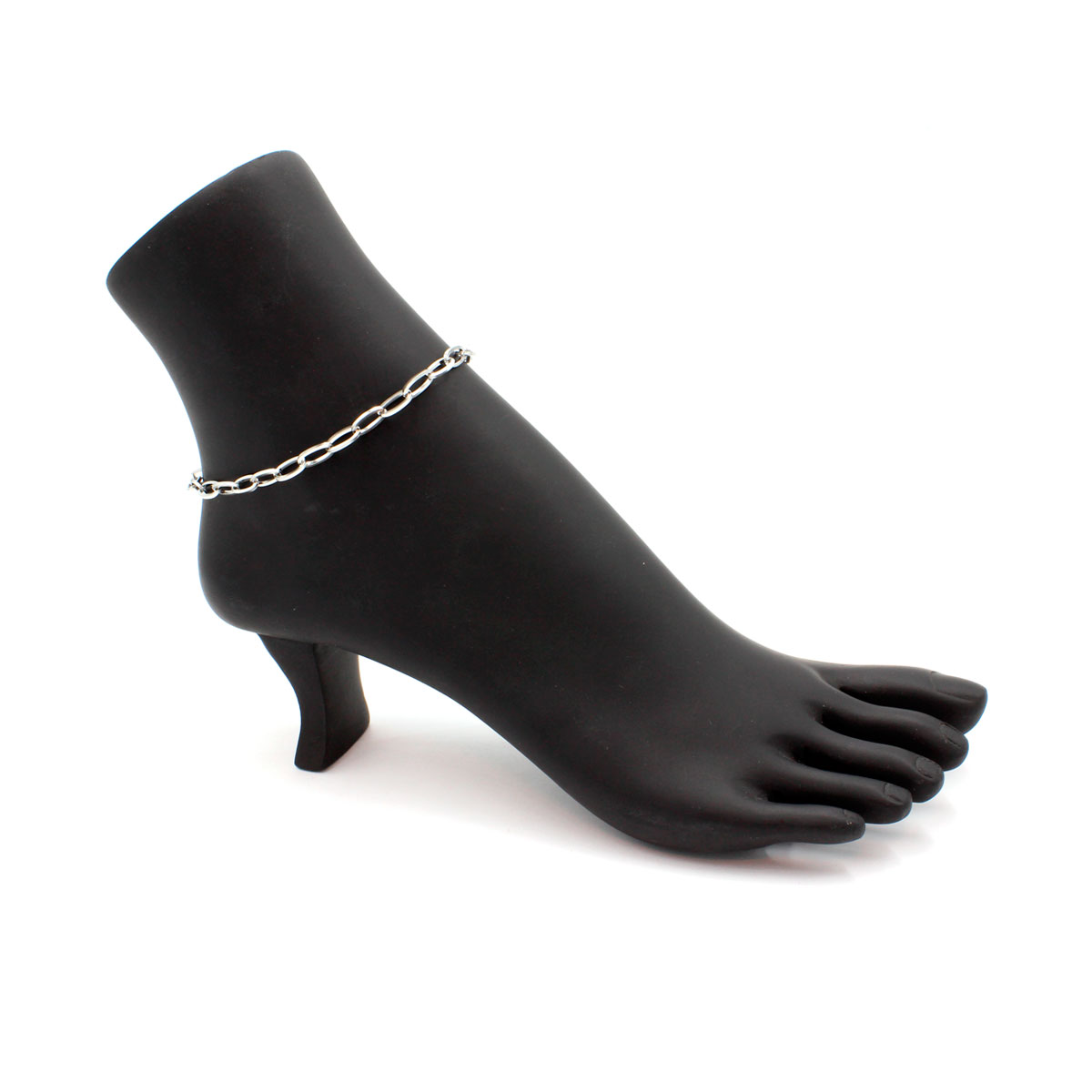 Tobillera Acero Inox Plateado Eslabon Oval Clasico 2