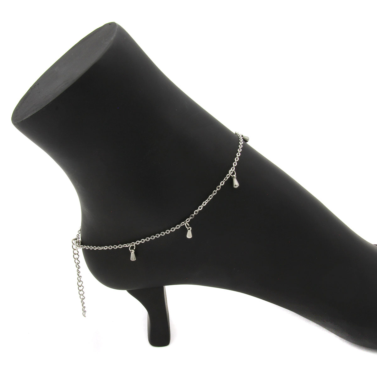 Tobillera Acero Plateado Moderna Diseno Gota Agua 3mm 2