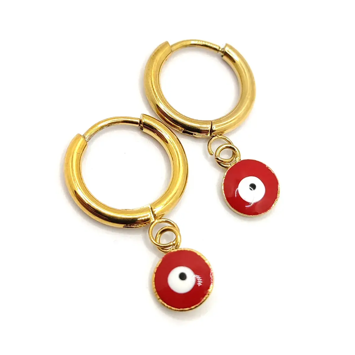 Triple Par de Aretes y Broqueles Acero Inox Ojo Turco 7