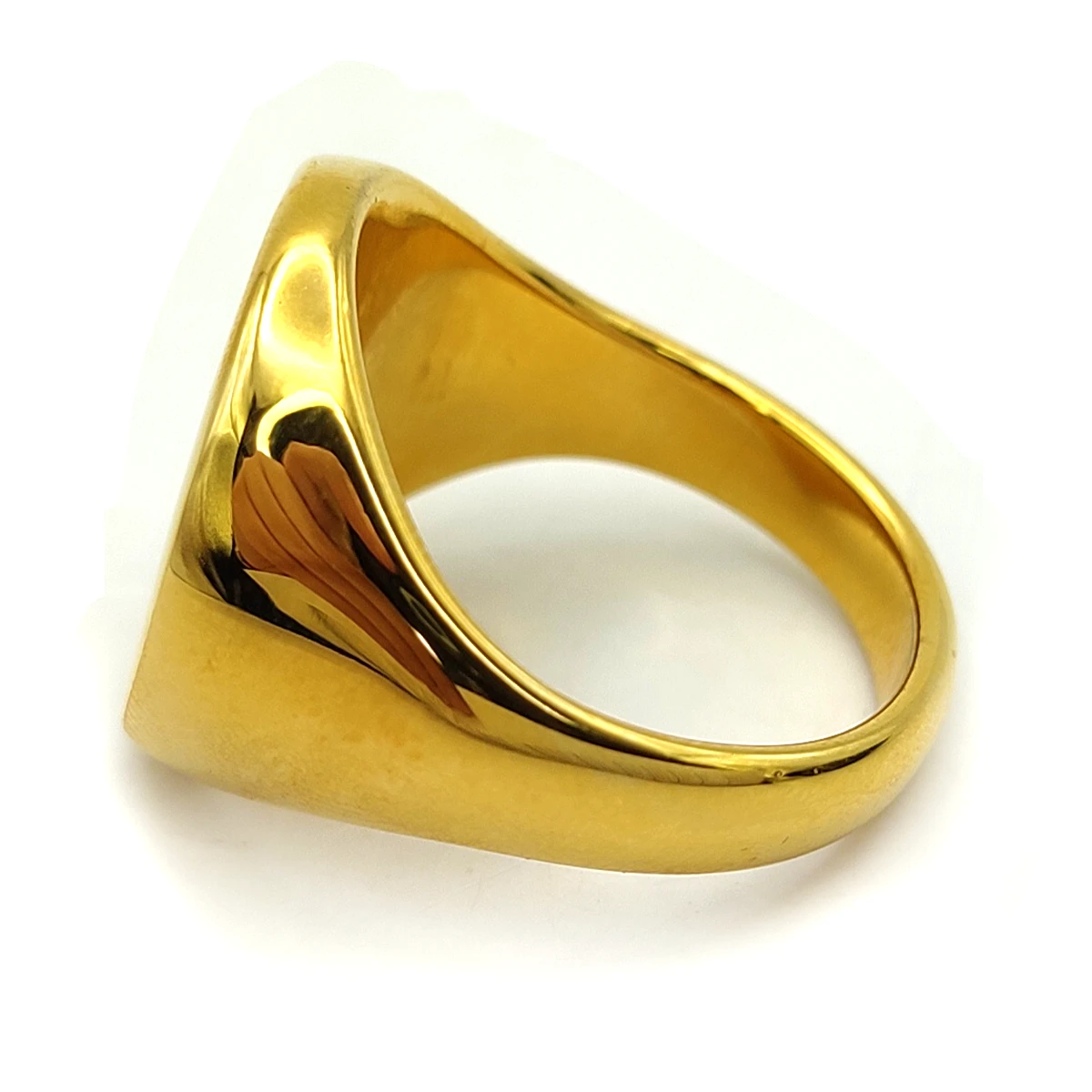 Anillo Acero Dorado Circular Plano Mano con Planta 2