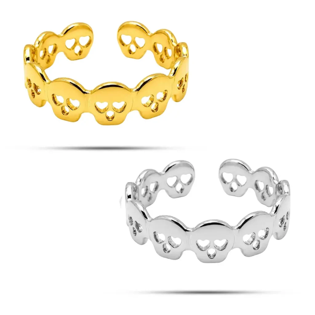 Anillo Acero Plateado Slim Delgado Martillado Ajustable 14 Anillo Acero Inox Calaveras Ojo Corazon 5mm Ajustable