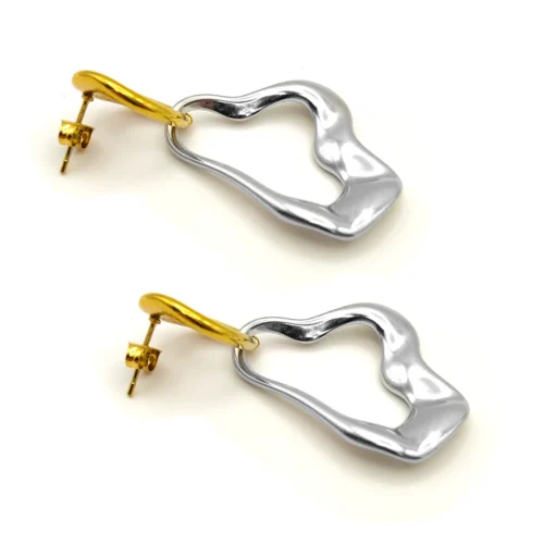 Aretes-Acero-Bicolor-Asimetrico-Onda-Irregular-Colgante-3.webp