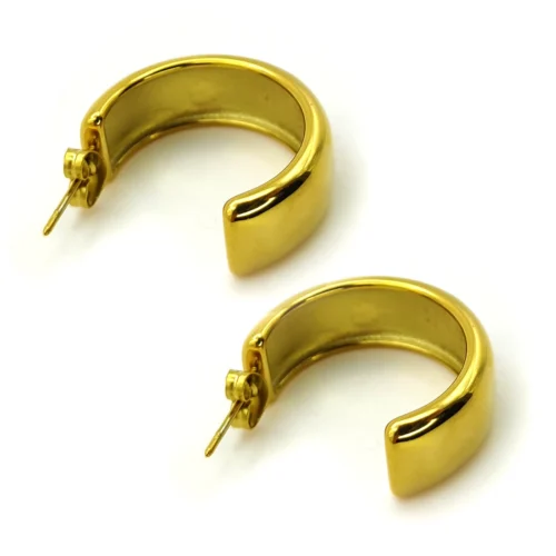 Aretes Acero Dorado Arracadas Gruesas Estrellas Zirconia (3)