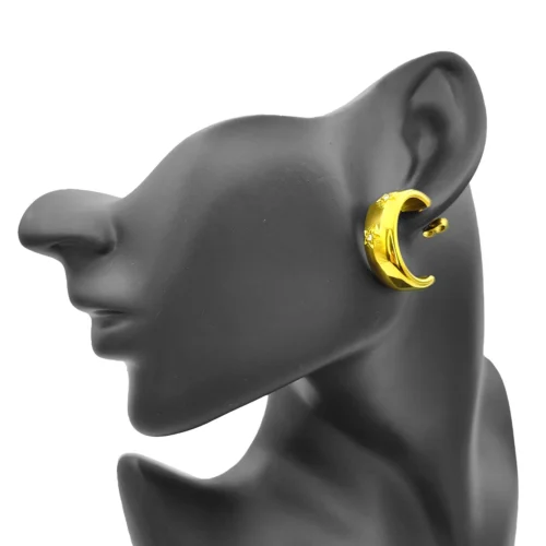 Aretes Acero Dorado Arracadas Gruesas Estrellas Zirconia (4)