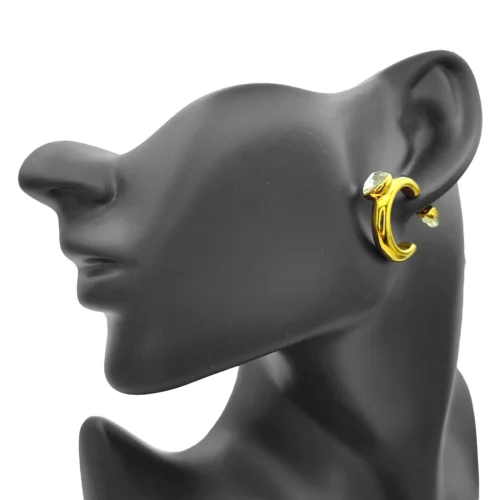 Aretes Acero Dorado Gota Zirconia en Arracada Chunky (1)