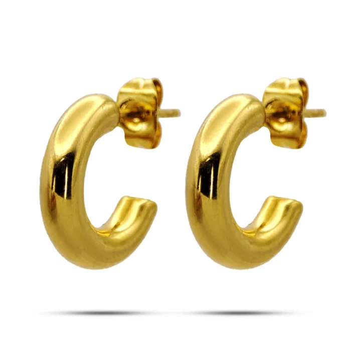 Aretes Acero Dorado Mini Media Arracadas Chunky Lisas