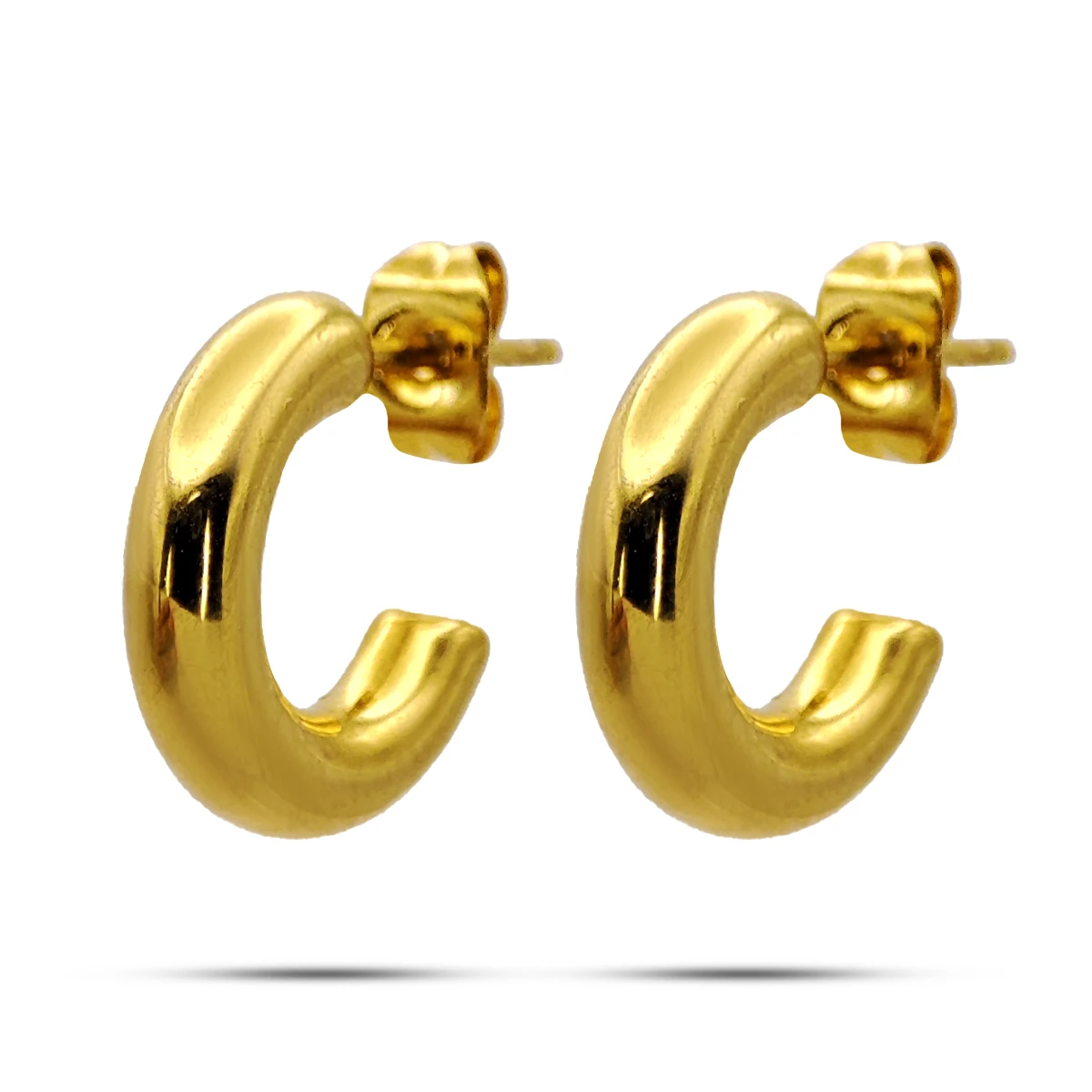 Aretes Acero Dorado Mini Media Arracadas Chunky Lisas