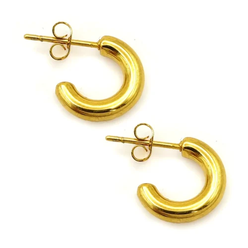 Aretes Acero Dorado Mini Media Arracadas Chunky Lisas (2)