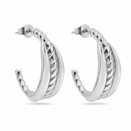 Aretes Acero Inox Media Arracada Twist Liso Triple (1)