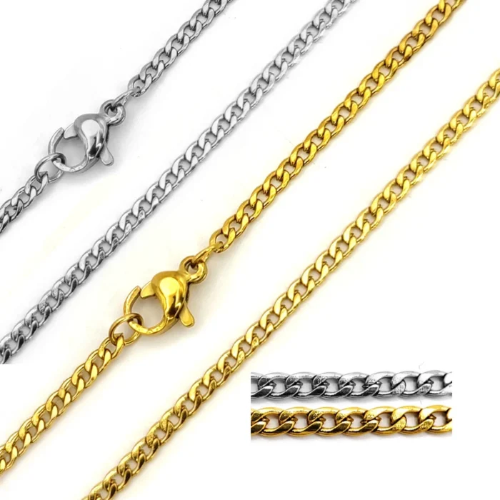 Cadena Acero Inox Sencilla Cubana Barbada 2,5 mm