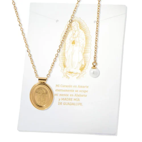 Collar Acero Dorado Medalla Virgen Guadalupe Ajustable (2)