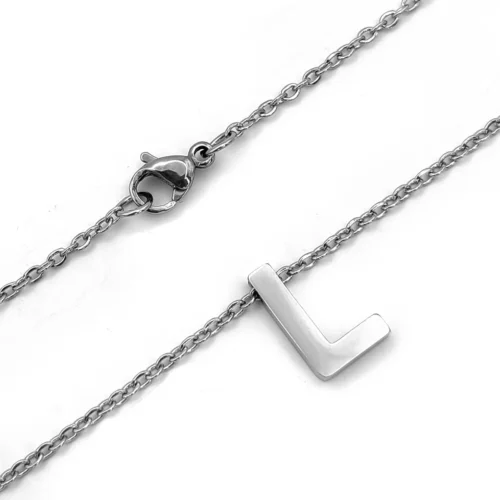 Collar Acero Inoxidable Plateado Letra L Pequeña Nice (2)