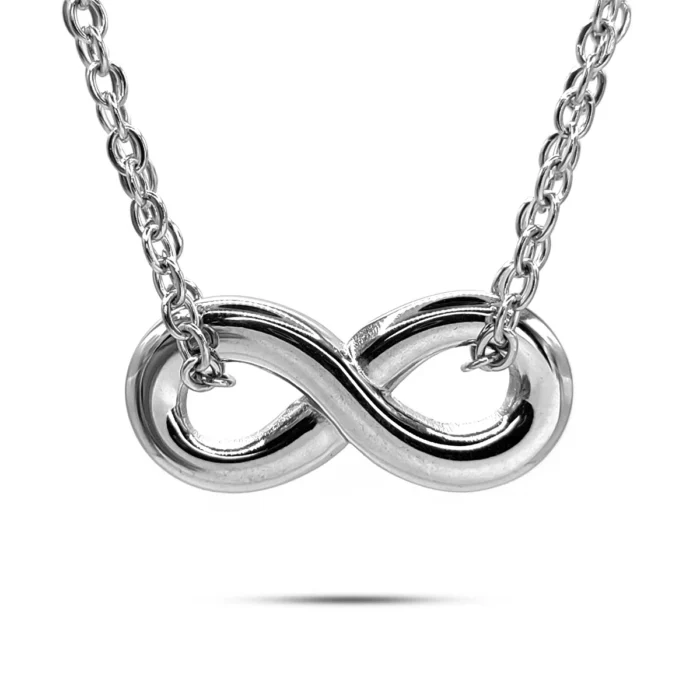 Collar Acero Plateado Infinito Romantico Doble Cadena