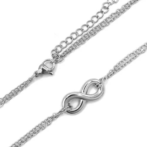Collar Acero Plateado Infinito Romantico Doble Cadena (2)