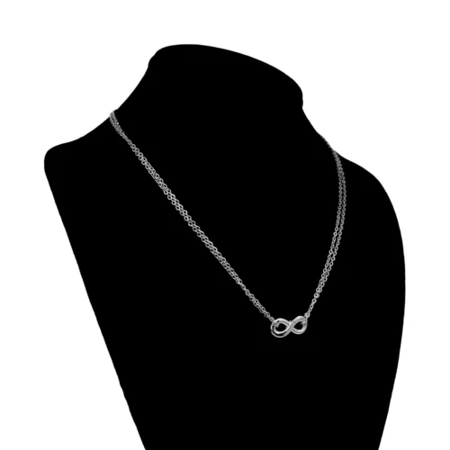 Collar Acero Plateado Infinito Romantico Doble Cadena (3)