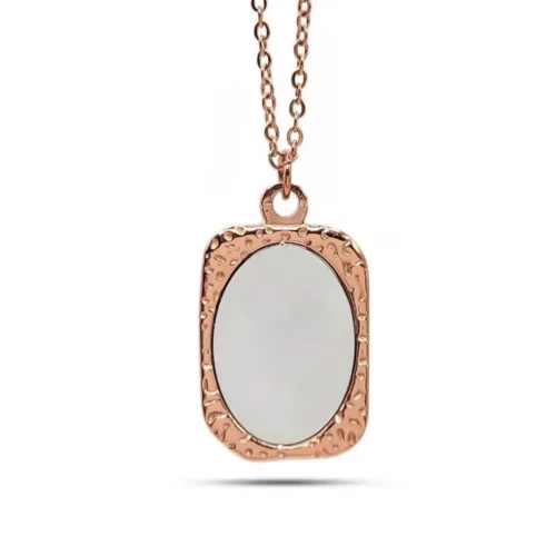 Collar Acero Retrato Rectangular Placa Oval Para Grabado (5)