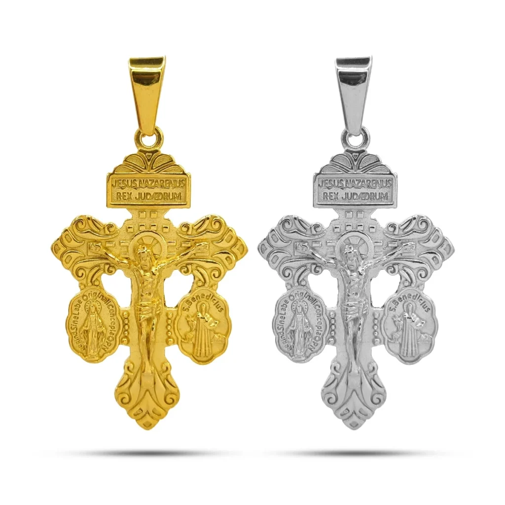 Dije Acero Cruz del Perdon San Benito Virgen Milagrosa 4