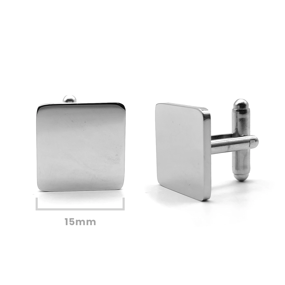 Mancuernillas Acero Plateado Cuadrado Liso Para Grabado 5