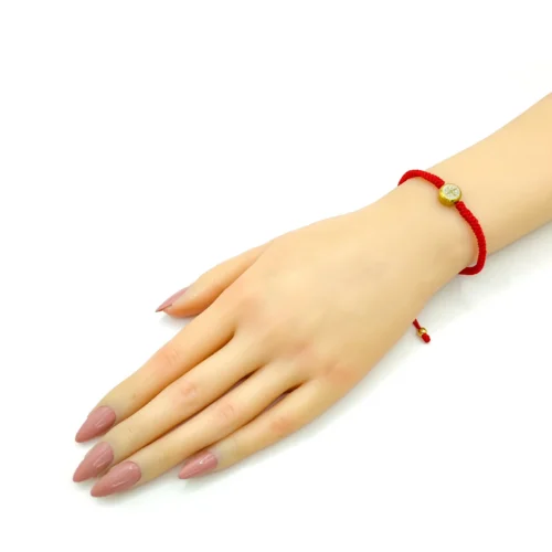 Pulsera Acero Bicolor Hilo Rojo Ajustable Dije San Benito (2)