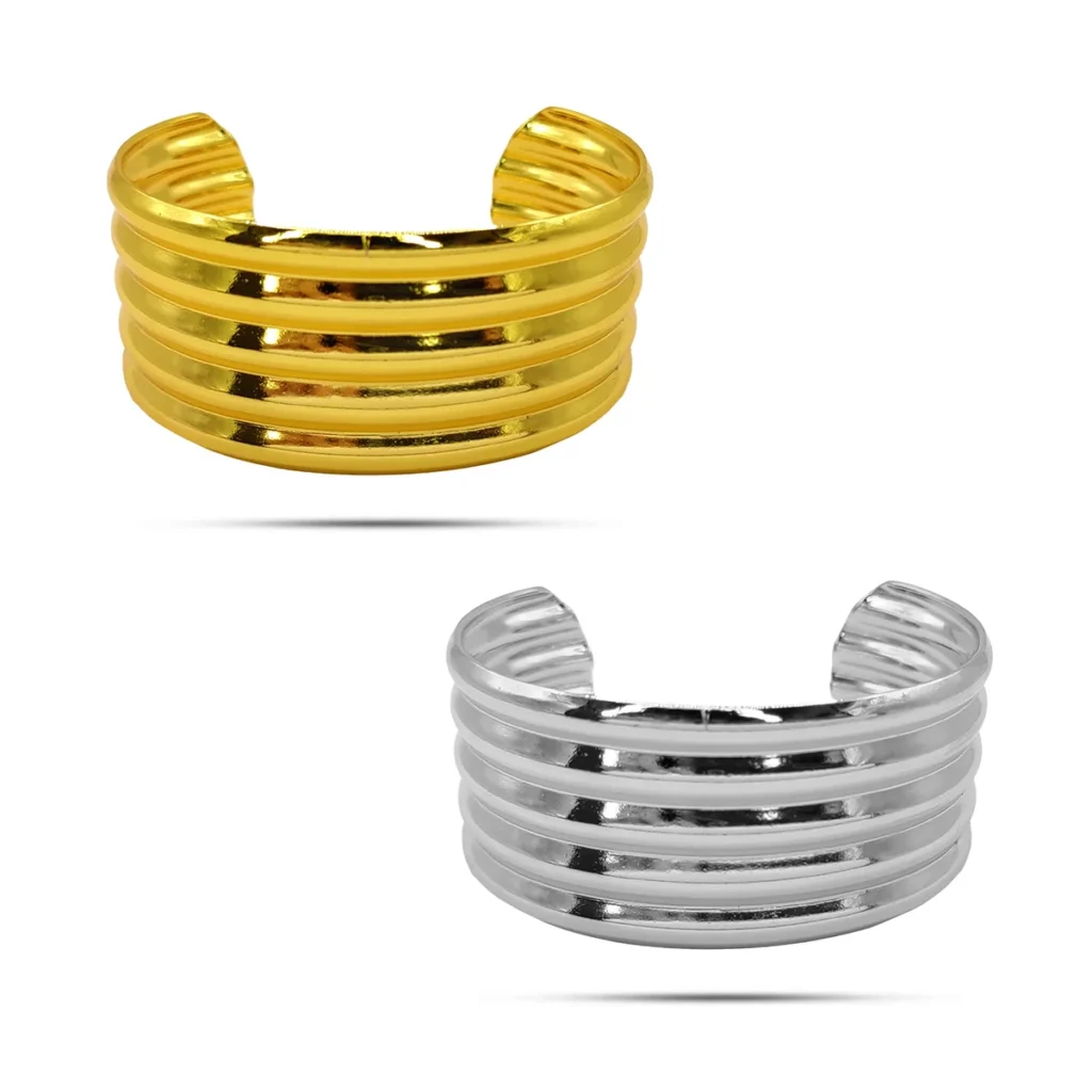 Pulsera Acero Brazalete Ajustable Grueso Cinco lineas