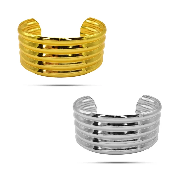 Pulsera Acero Brazalete Ajustable Grueso Cinco lineas