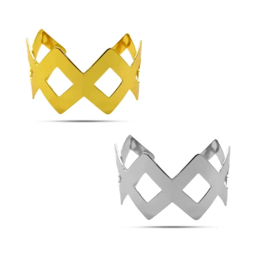 Pulsera Acero Brazalete Ajustable Rombos Huecos Unidos