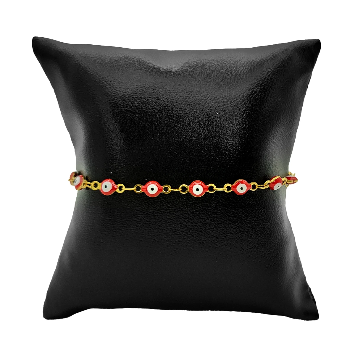 Pulsera Acero Dorado Proteccion Ojo Turco Rojo 4mm 1