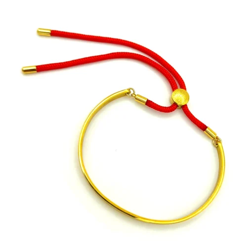 Pulsera Acero Dorado San Benito Brazalete Hilo Rojo (1)