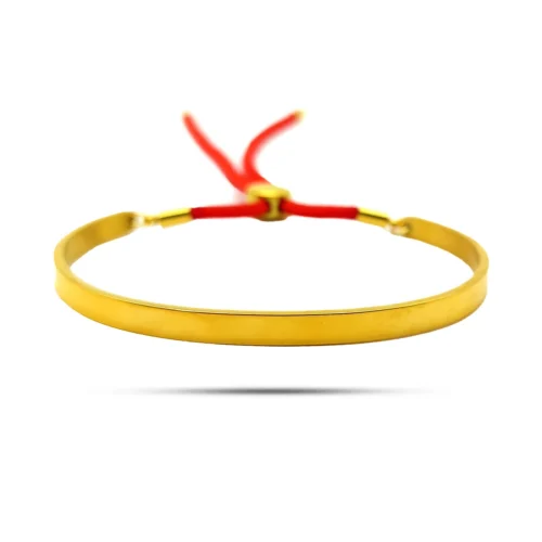 Pulsera Acero Dorado San Benito Brazalete Hilo Rojo