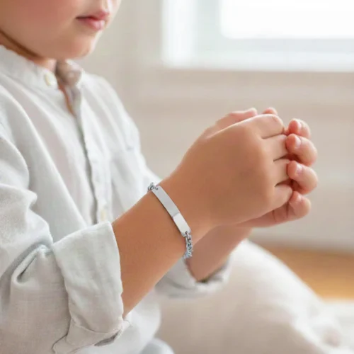 Pulsera Acero Para Niño Placa Lisa Rectangular 3x1 (2)