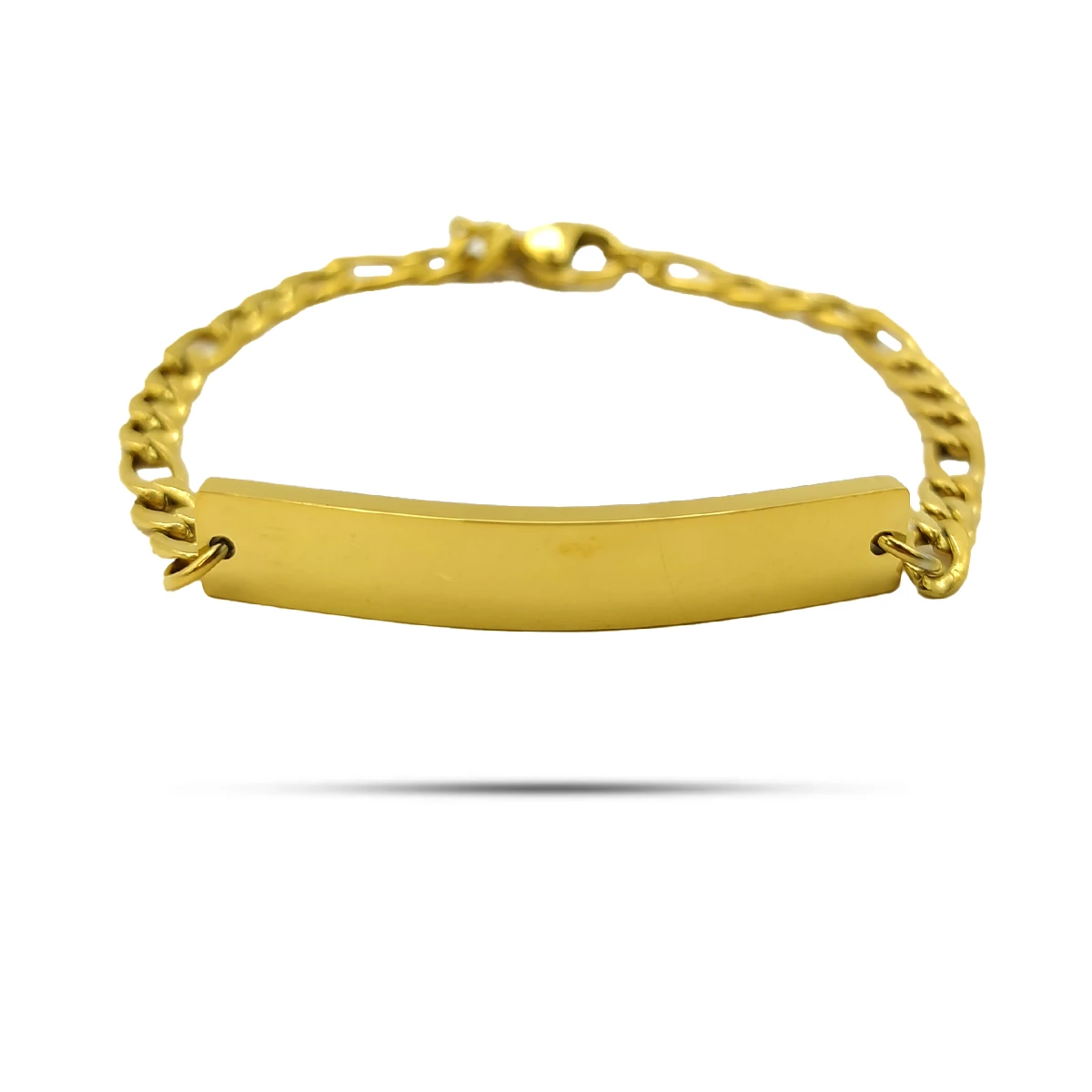 Pulsera Acero Para Nino Placa Lisa Rectangular 3x1 2