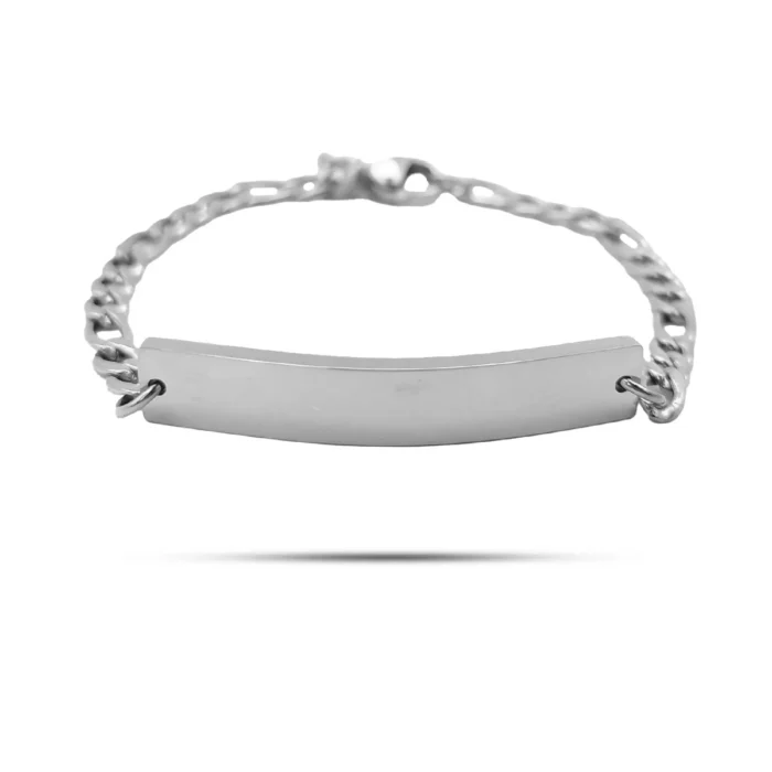 Pulsera Acero Para Niño Placa Lisa Rectangular 3x1
