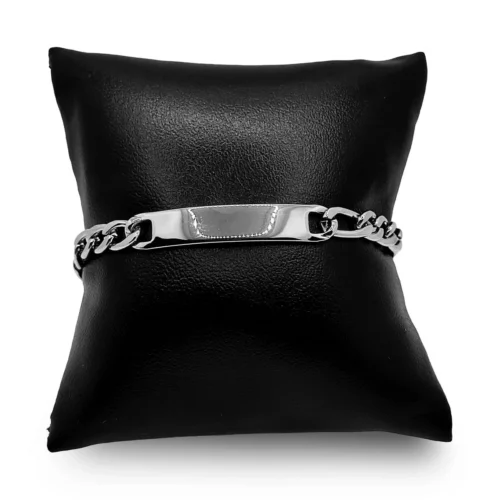Pulsera Acero Plateado Esclava 3x1 Placa Delgada Grabar