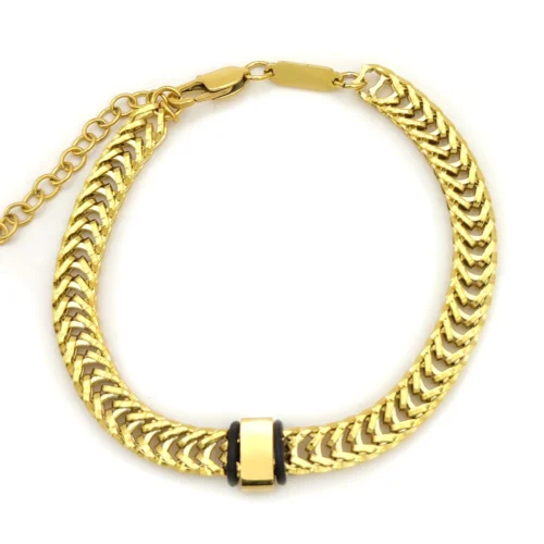 Pulsera Acero Esclava Tejida con Cuenta para Grabado