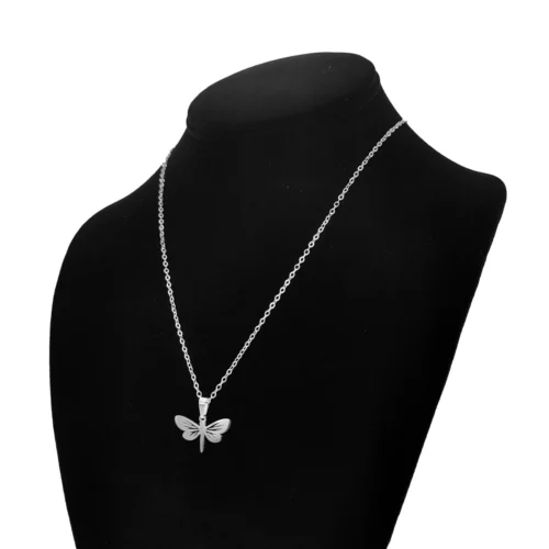 Set Joyería Plateado Libelula Alas Caladas Buena Suerte (1)