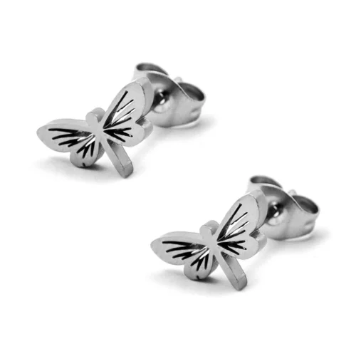 Set Joyería Plateado Libelula Alas Caladas Buena Suerte (3)