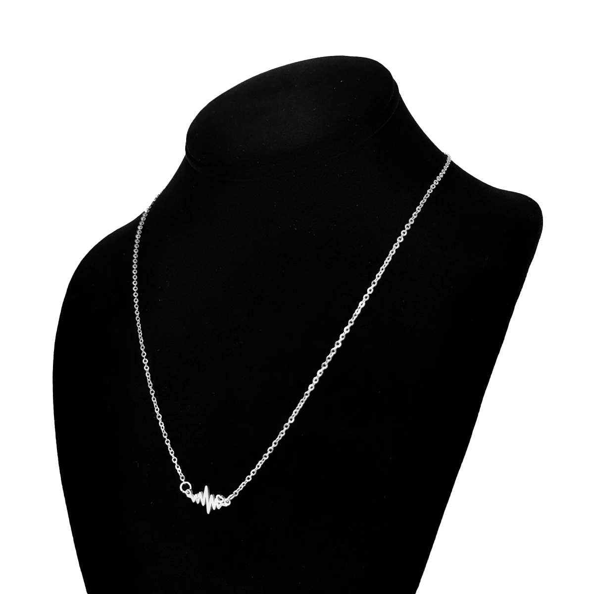 Set Joyeria Plateado Linea de la Vida Electrocardiograma 1